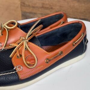 Vintage 90s Dooney & Bourke Navy Leather Regatta Boat Shoes - Style 9635 - Sz 10